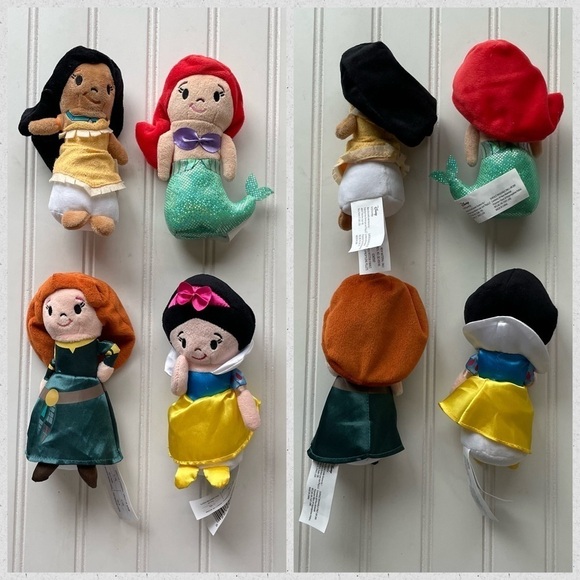 Disney Princess Mini Plush Stuffed Toys Set of 4 Pocahontas Ariel Merida Snow - Picture 7 of 7